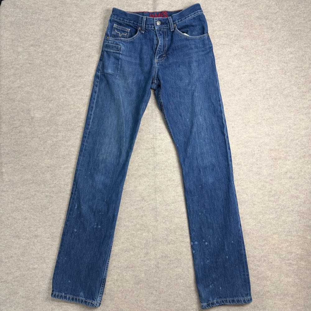 Kimes Ranch James Mens Straight Leg Western Denim Jeans Blue Indigo 28x32